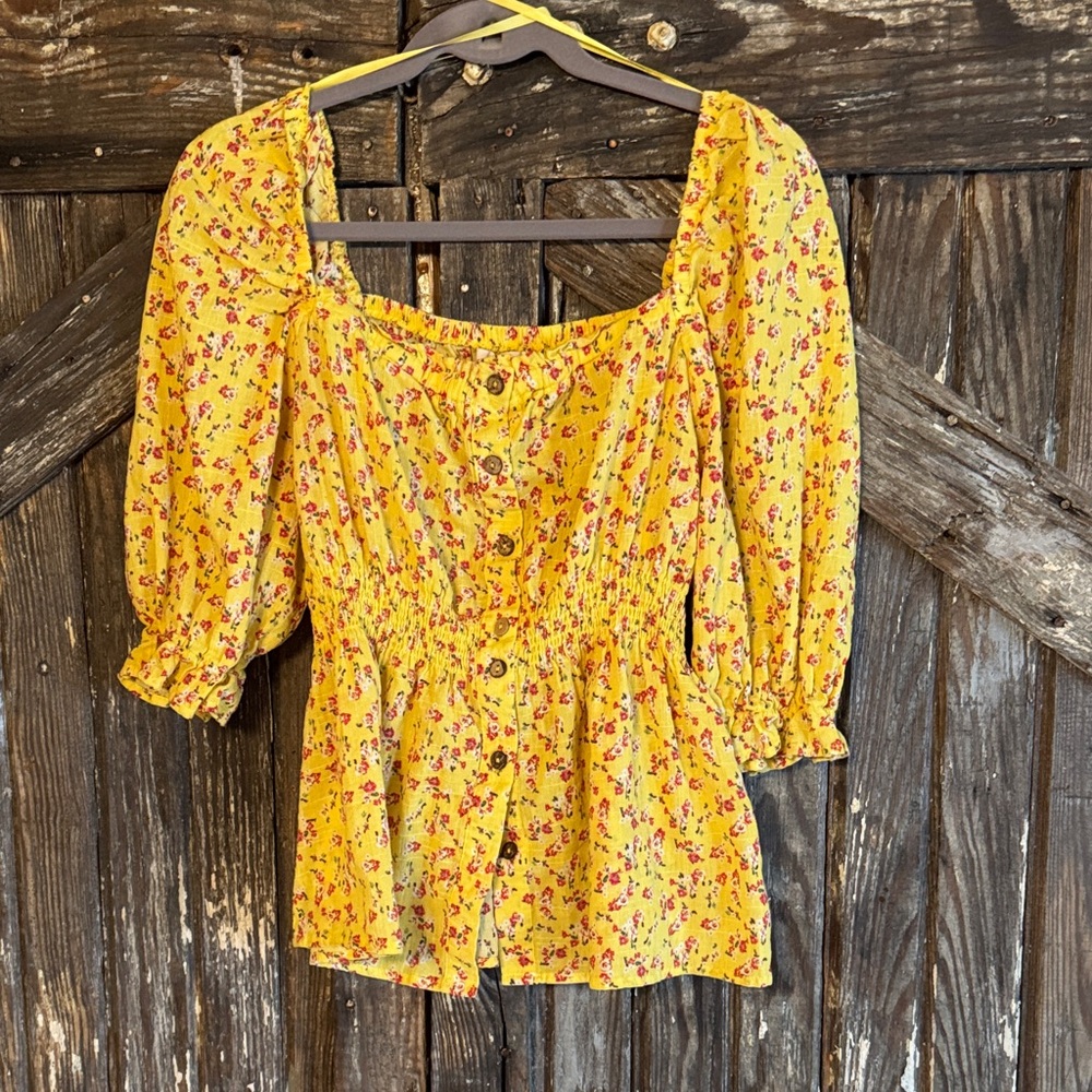 Love Is For Eternity Sunny Floral Button-Up Blouse